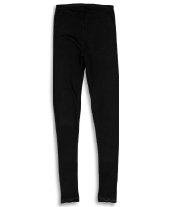 Engel Ull/silki Leggings með blúndu svartar