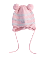 Safa Húfa með dúskum ljós bleik