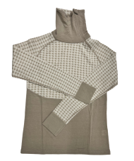 Safa Ullarbolur með rennilás í kraga og munstri drapplitaður