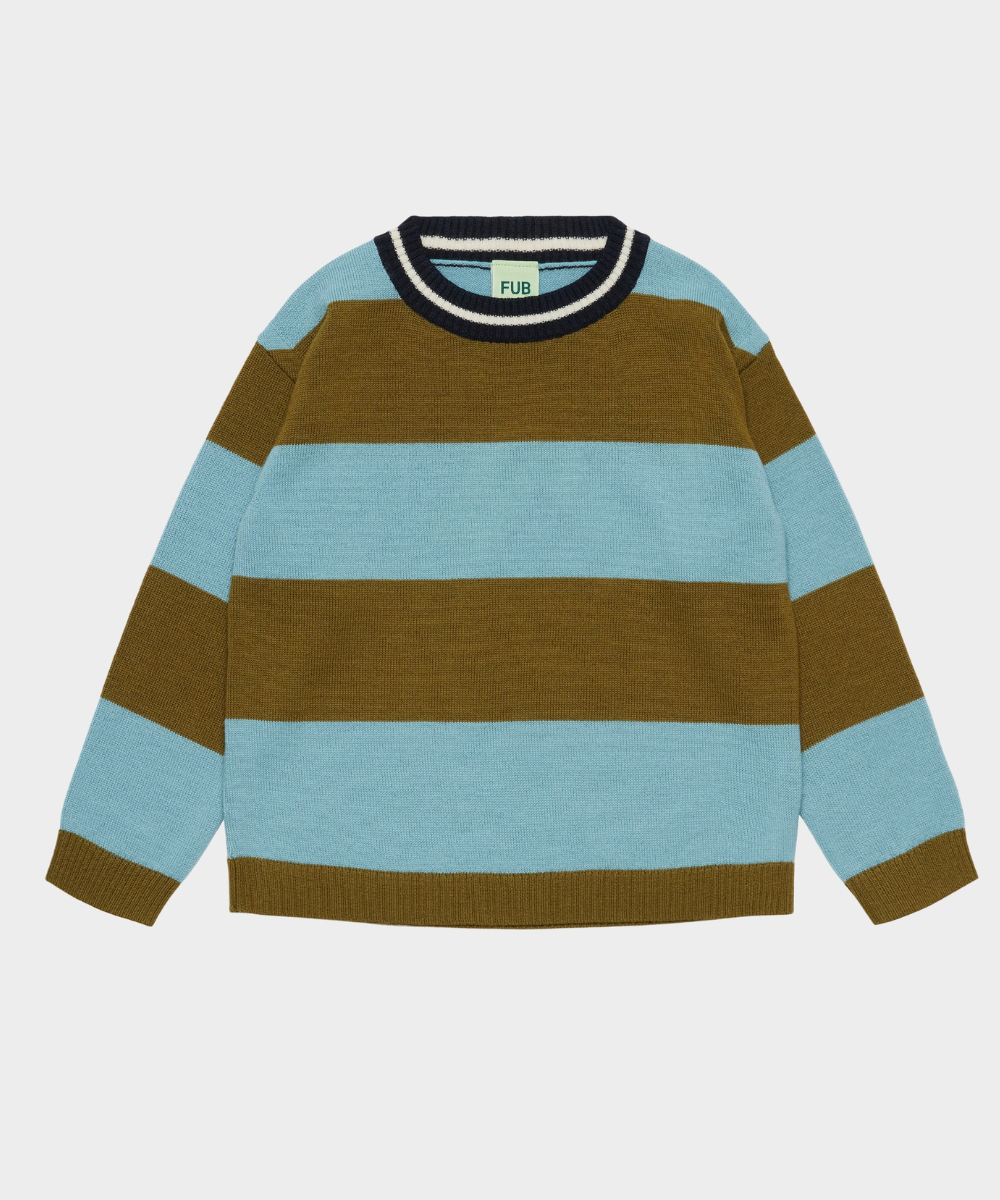 FUB Peysa Röndótt moss/teal