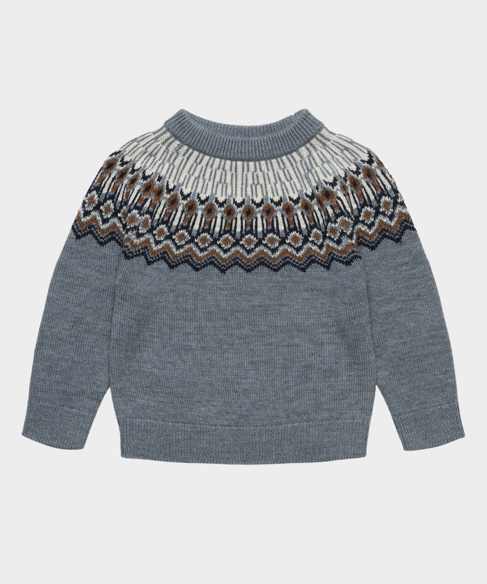 FUB Ullarpeysa Fair Isle steel