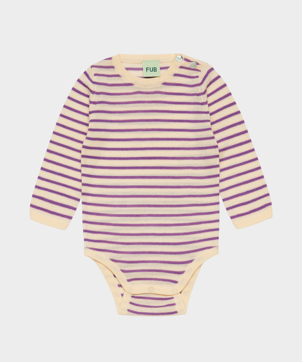 FUB Ullarsamfella röndótt creme/violet